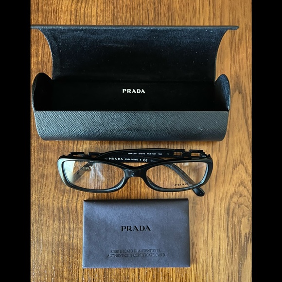Prada Eyeglasses Crystal Black 1AB-101 clear lens New No tags Case Certificate - Picture 1 of 4